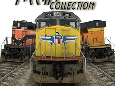 train collection 1 car on tracks Low-poly 3D model