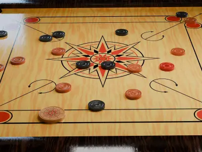 Carrom Board Low-poly 3D model