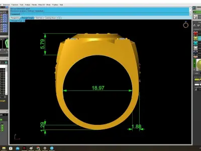 Luxury Round Gemstone Signet Ring for Men 3999 3D print model