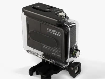 GoPro Hero3 action camera with Waterhousing Low-poly 3D model