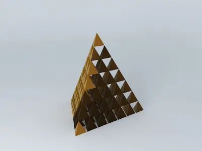Prism prism pyramid made of gold and triangles 3D model