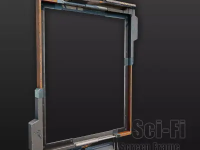 cyberpunk  Stand billboard - adjustable -  PBR Low-poly 3D model