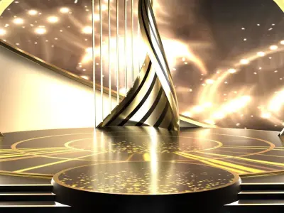 Oscar set futuristic stage with circular shape 3D model