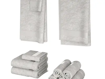 White Towels Set  3D model