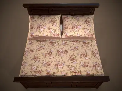 Vintage Bed - Game ready Low-poly 3D model
