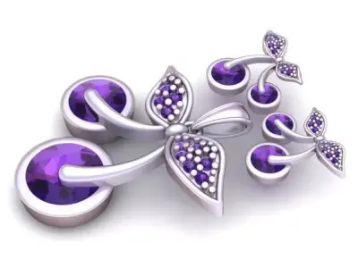 Gold Cherry Necklace Pendant 3D Printable Model 3D print model