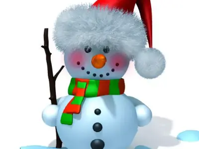 Snowman cartoon Low-poly 3D model