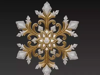Golden Baroque Snowflake - Luxury Christmas Ornament Collection 3D Model Pack