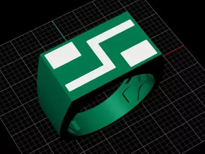 Mens Black Enamel Geometric Signet  Ring 4 3D print model