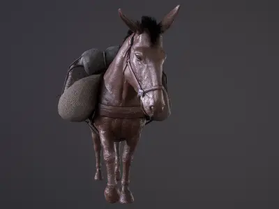 Mule  A Tale of Endurance and Adaptability Low-poly 3D model