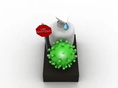 Coronavirus awareness and protection Low-poly 3D model