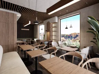 Coffee Shop Bar 3D model