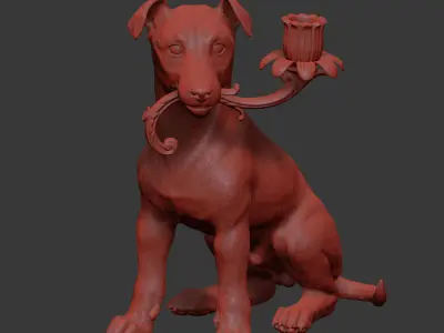 Dog lamp high poly for print  and low poly for visualization  Low-poly 3D model