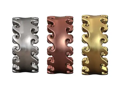 Double wave pattern band US sizes 7 8 9 3D print model