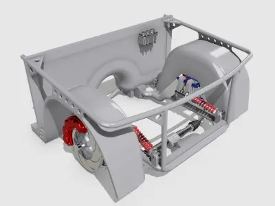 Pro Touring Racing Front Clip w Pushrod Suspension n brakes 3D print model