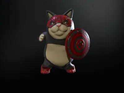 SuperHero Cat Low-poly 3D model