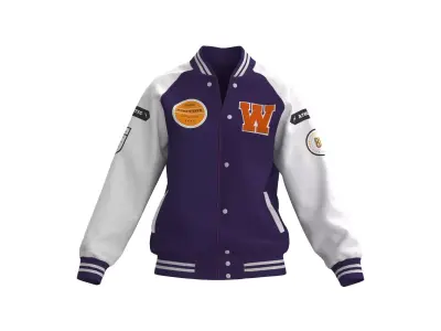 Female raglan varsity jacket 3D model