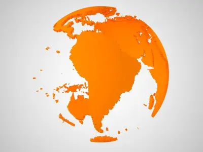 Globe Shell Orange Color World Map 3D model