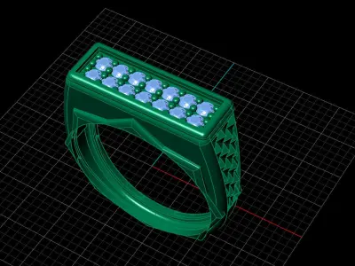 Print Ready STL 3DM  Gents Rings Diamond Men Ring  3D print model 70