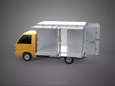 FOOD BOX TRUCK PICKUP SIDE DOOR BOOTH STAND WAGON CATERING VAN 3D model