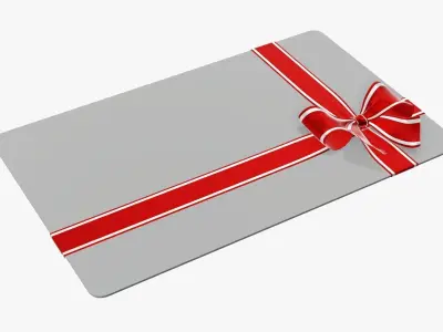 Gift card with ribbon Christmas 02 3D model