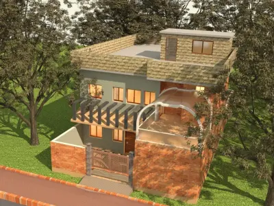 HOUSE 3D MODEL  WITH AUTOCAD DWG FILE COMPLETE SETUP  3D model