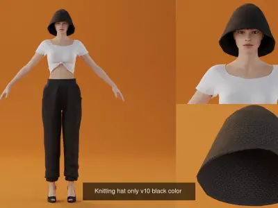 knitting hat 5 colors hat only 3D Model Collection