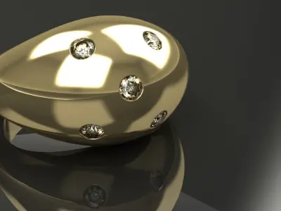 Diamond Ladies Dome Ring Size 8 Round Diamonds Gold Jewelry 3D print model