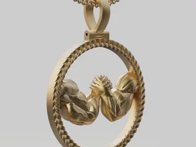 ARM WRESTLING  pendant silver gold jewelry printable 3D model 3D print model
