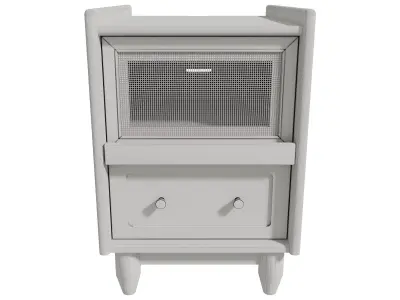 Homary Rustic Rattan Nightstand with Storage Bedside Table 3D model