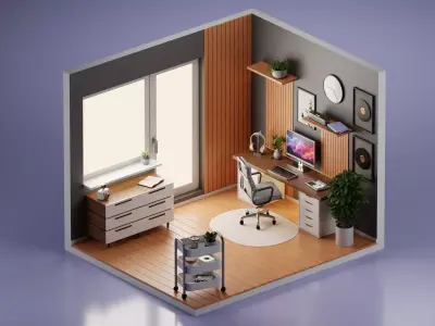 Isometric room 3D model purchase