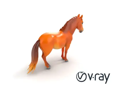 Chestnut Horse Equestrian Environment model pack Low-poly 3D model