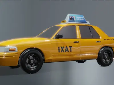 Lowpoly taxi cab Low-poly 3D model