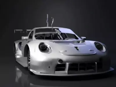 High-Detail 3D Render of a Racing Car with Open Hood 3D model