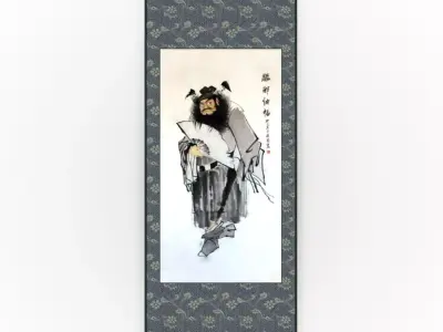 Chinese Hanging Scroll Brush Painting - Figure of Zhong Gui Low-poly 3D model