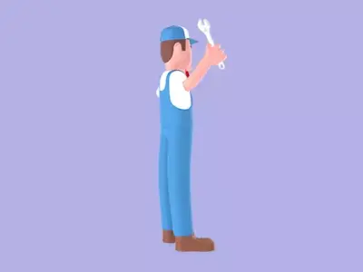 Stylized 3D Male Mechanic Character - Dual Wrench Cartoon Worker 3D model