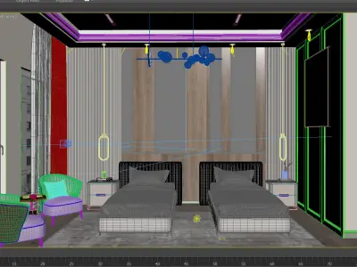 Luxury Bedroom  Corona Interior Scene 3D model