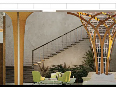 Modern hotel reception - interior designed 3D model