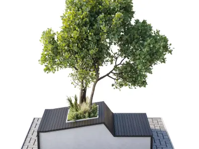 Urban Environment  Urban Furniture  Green Benches Low-poly 3D model