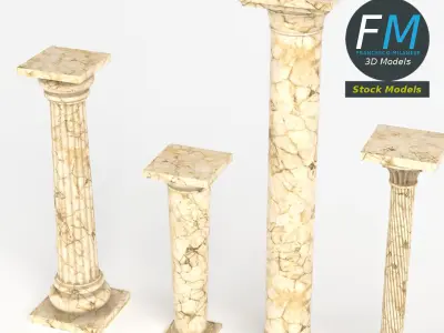 Columns set four marble 3D model