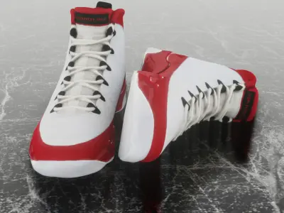 AIR JORDAN 9 WHITE RED 3D SHOES Low-poly 3D model