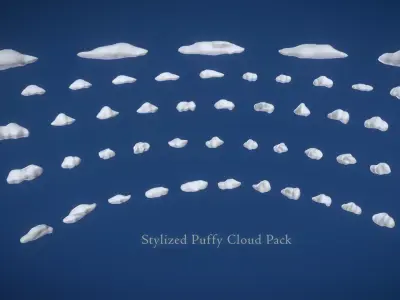 Puffy Clouds Pack JFG V2 Low-poly 3D model