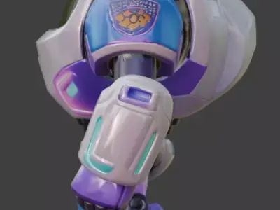 Futuristic Stylized Police Robot Low-poly 3D model