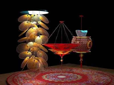 Chinese red lantern  3D model 47