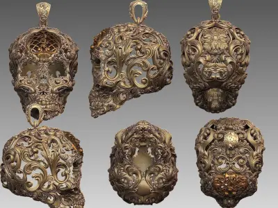 Skull ornamental  pendant  3D print model