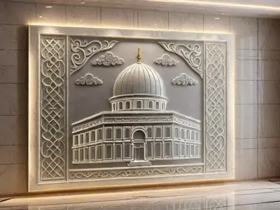 3d modern Dome of the Rock 3D Wall Panel Relief CNC 03 3D model