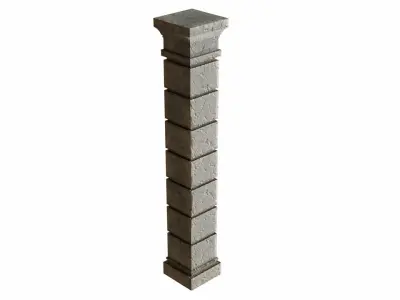 Column stone with square base Low-poly 3D model