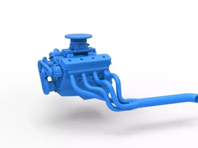 Engine of Vintage Asphalt Modified stock car Scale 1 to 25 3D print model