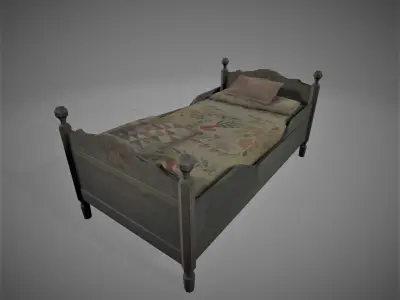 Old Bed 3D model 3D model