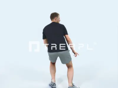 QAG07 4X Sports Beach Running Jogging Man Woman 004 Low-poly 3D model